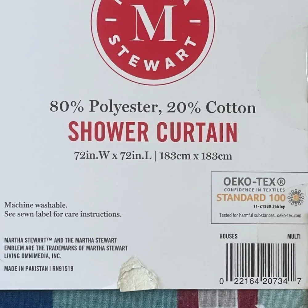 Martha Stewart SHOWER CURTAIN Holiday Christmas Snow Village Shower Curtain NWT